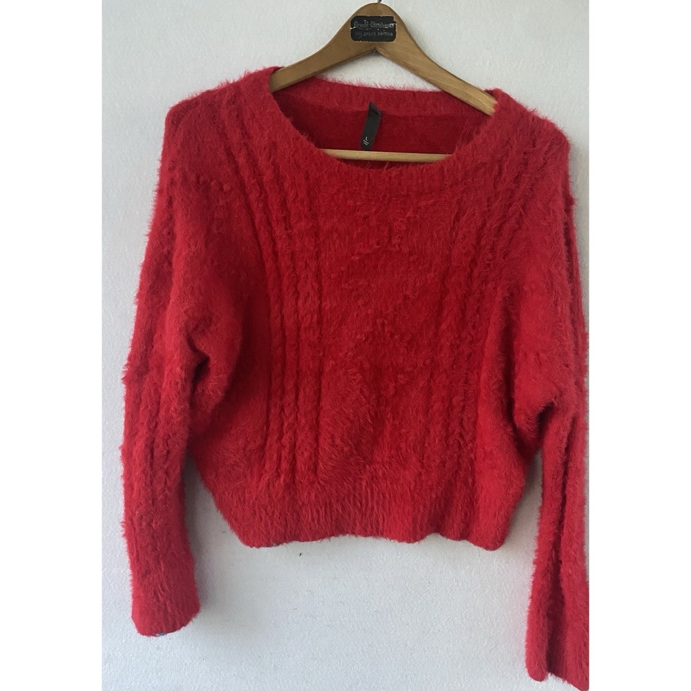 Alya Red Wool Blend Cropped Top Womens Size Large Cozy‎ Comfort Casual